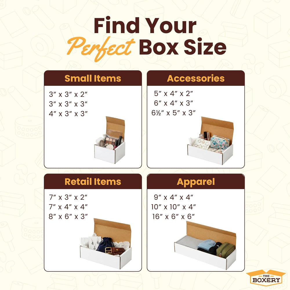 The Boxery Small White Shipping Boxes, 9x5x4-inch Corrugated Cardboard Mailer...