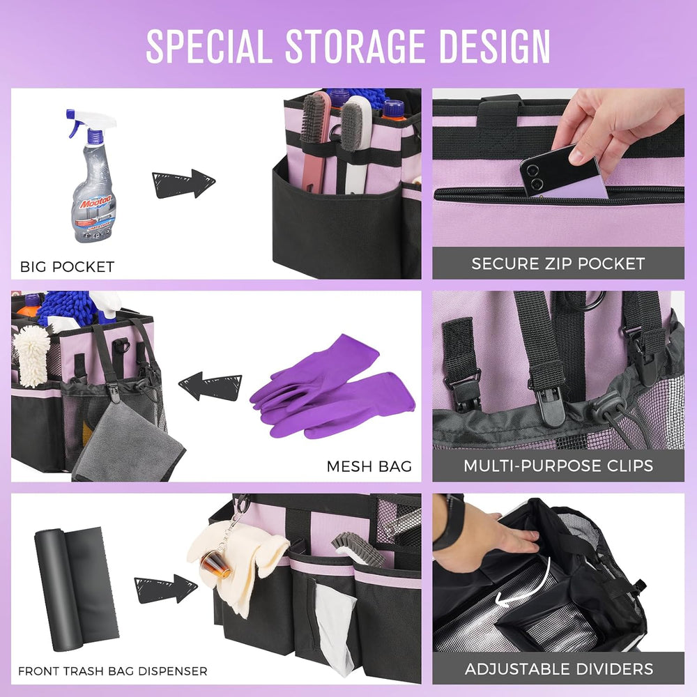 SCAVATA Wearable Cleaning Caddy, Cleaning Caddy Supplies Organizer with Handl...