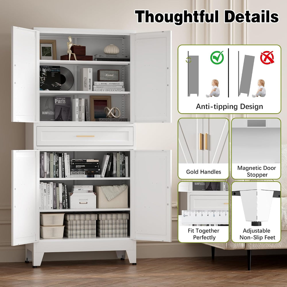 COFaR 71" Tall Kitchen Pantry, Farmhouse Storage Cabinet with Doors and ...