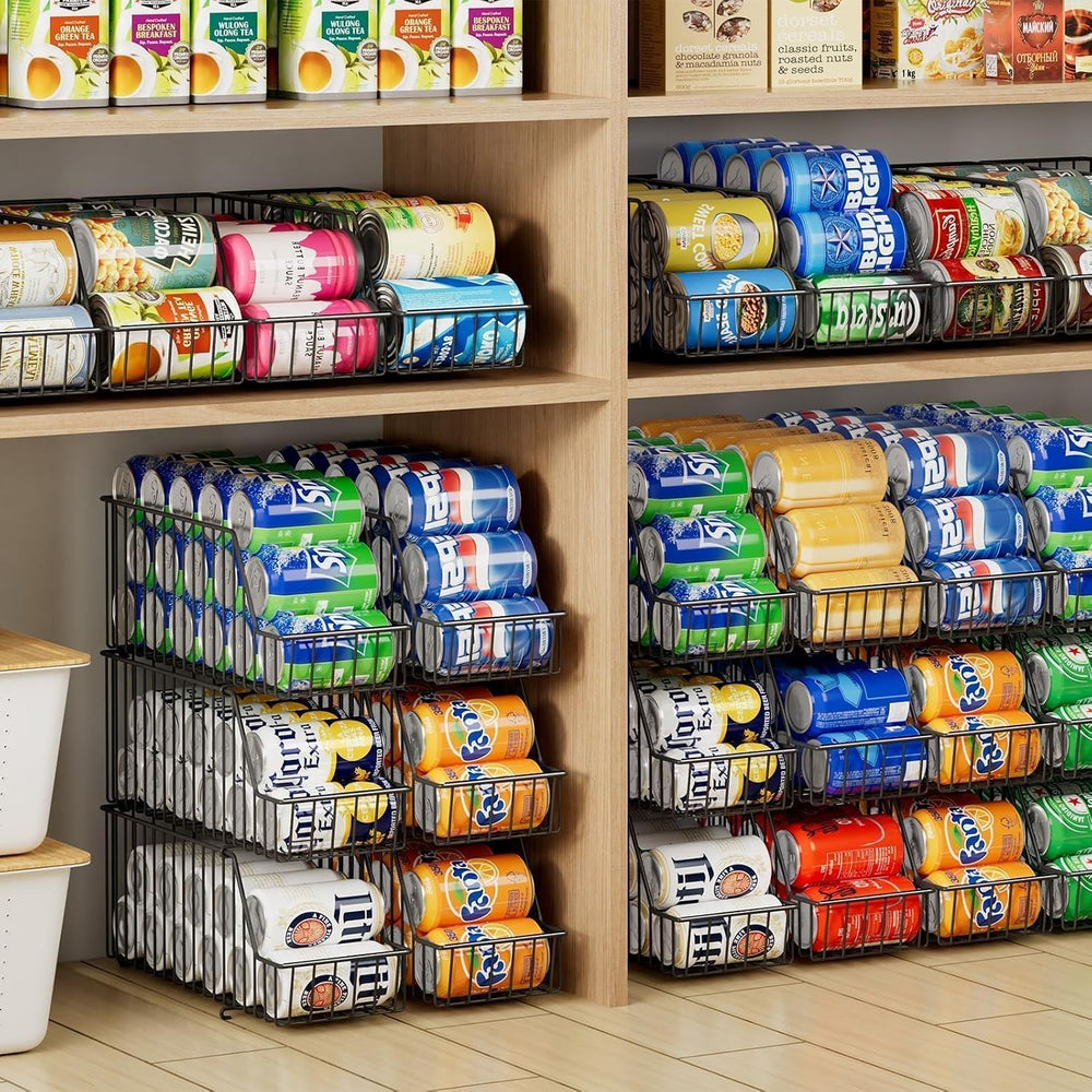 6 Pack Can Storage Organizer for Pantry, Stackble Lengthen Can Holder Rack,Ma...