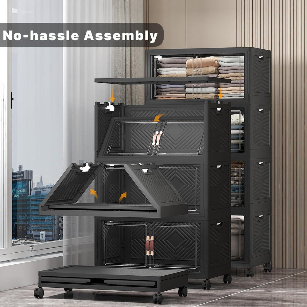 UAMFURI Stackable Storage Bins, 480QT Collapsible Drawers with 1 Lid