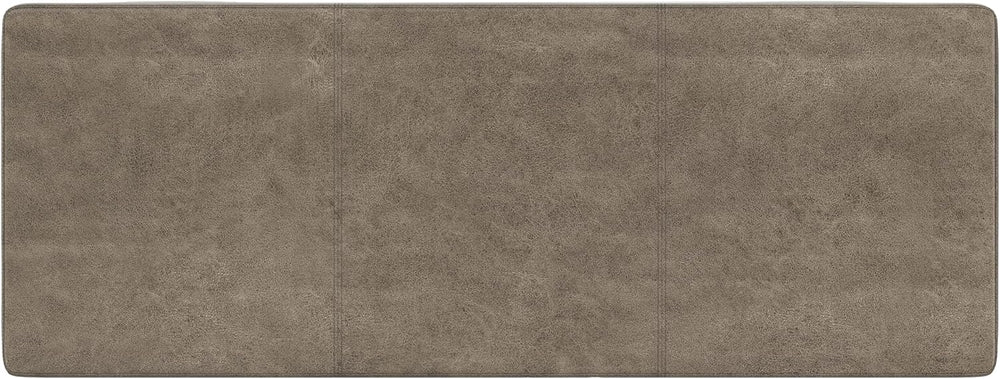 SIMPLIHOME Avalon 48" Wide Vegan Leather Storage Ottoman in Grey Brown