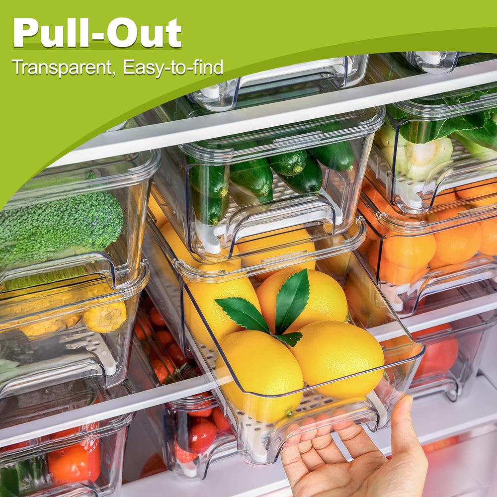 3-Pack Fridge Organizers and Storage, Stackable Refrigerator Bins