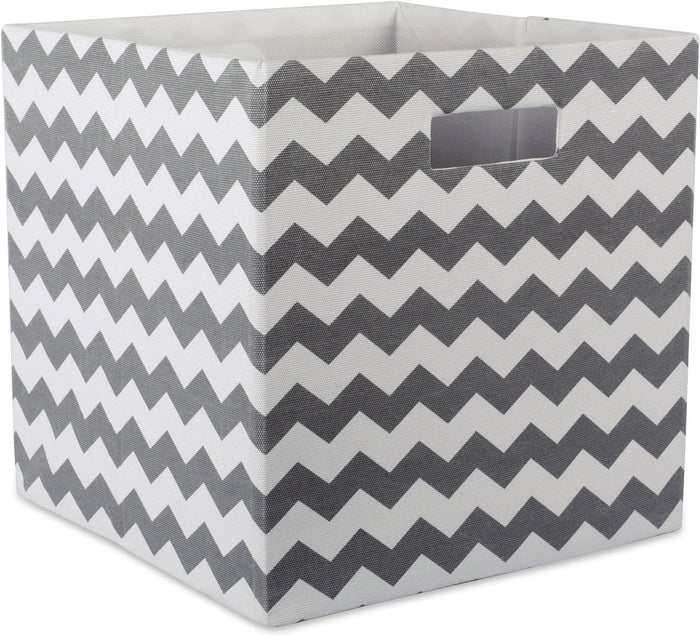 DII Collapsible Polyester Storage Cube, Chevron, Gray, Large