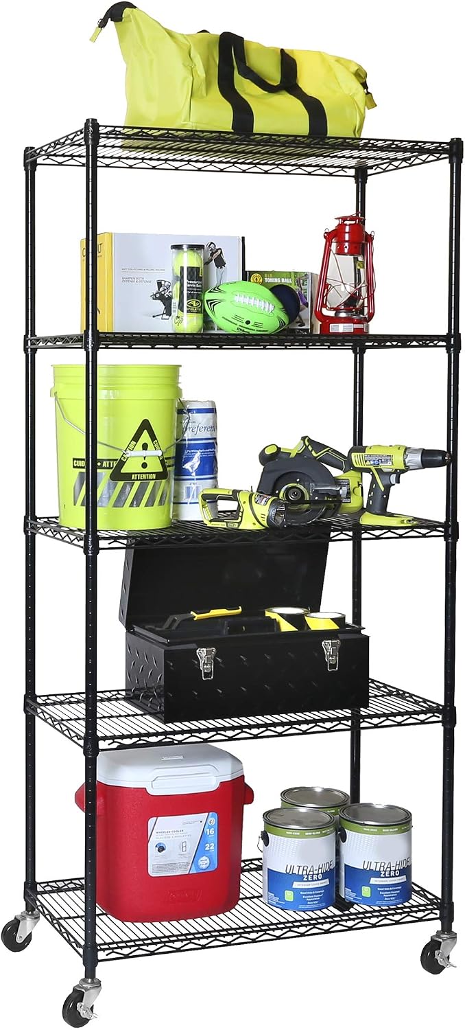 UltraDurable 5-Tier NSF Steel Wire Shelving, 36"W x 18"D x 75"...