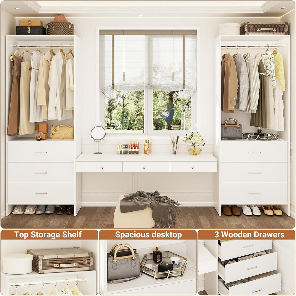 Aheaplus Closet System Closet Organizer, 3.6FT Closets, Set of 2, White