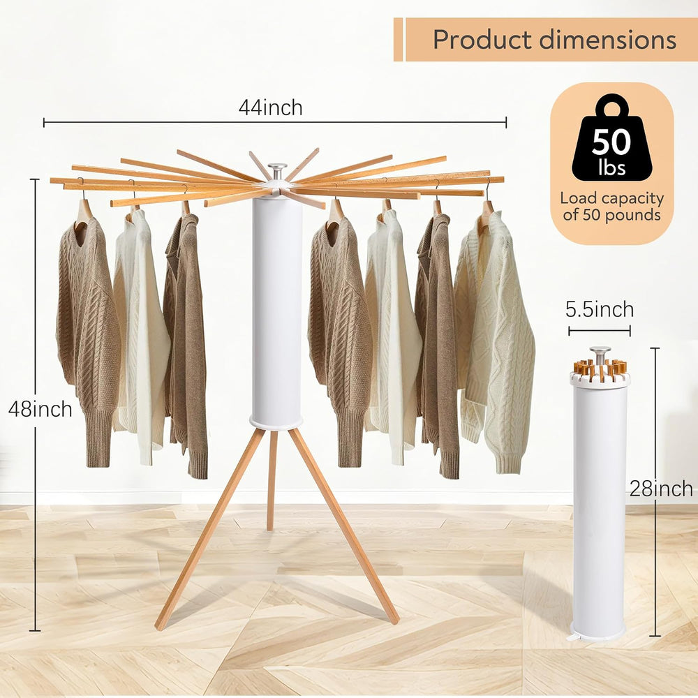 ZOFGENOW Clothes Drying Rack, Rotary Foldable Stand with 16 Arms, White