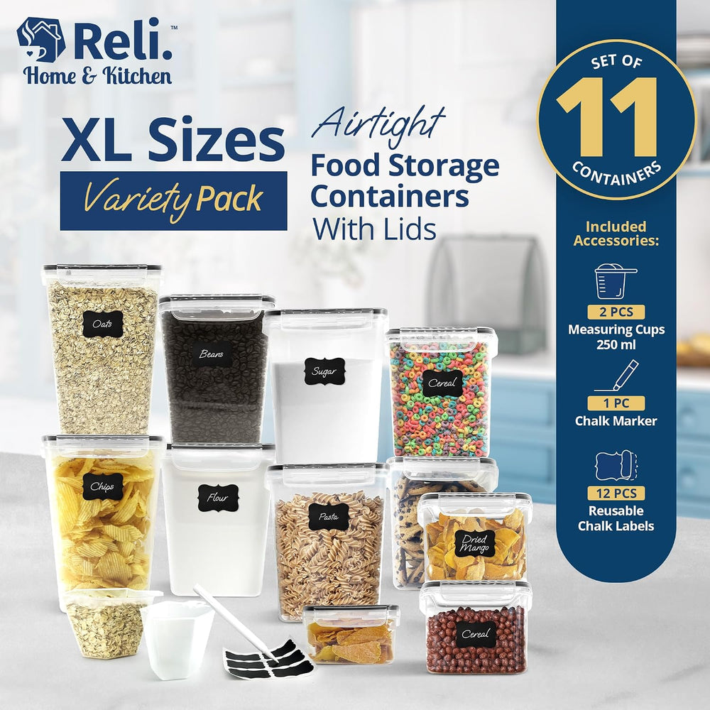 Reli. Storage Containers Kitchen & Pantry 11 Sets | Food Storage with Lids