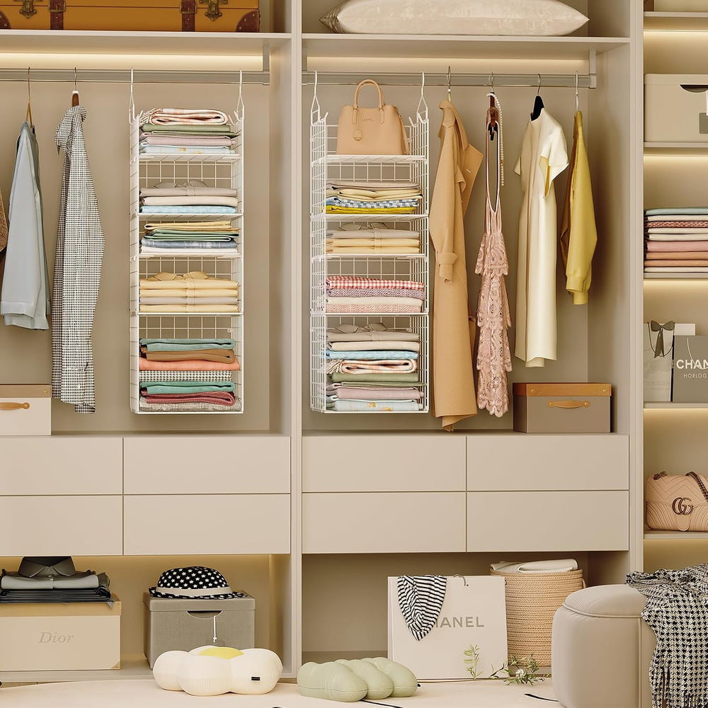 X-cosrack Closet Hanging Organizer and Storage - 5 Tier Hanging Shelves, Wire...