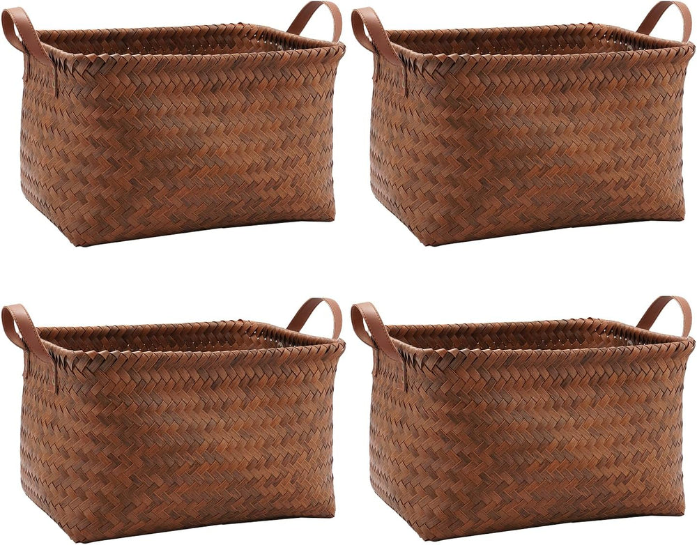 GIB Wicker Woven Storage Baskets for Organizing Blankets Laundry Shelves