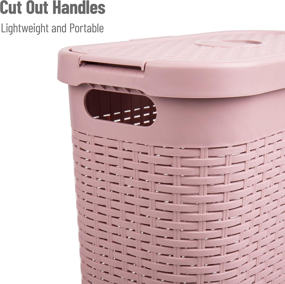 Mind Reader Slim Laundry Hamper with Lid, 40L Clothes Basket, Narrow Tapered ...