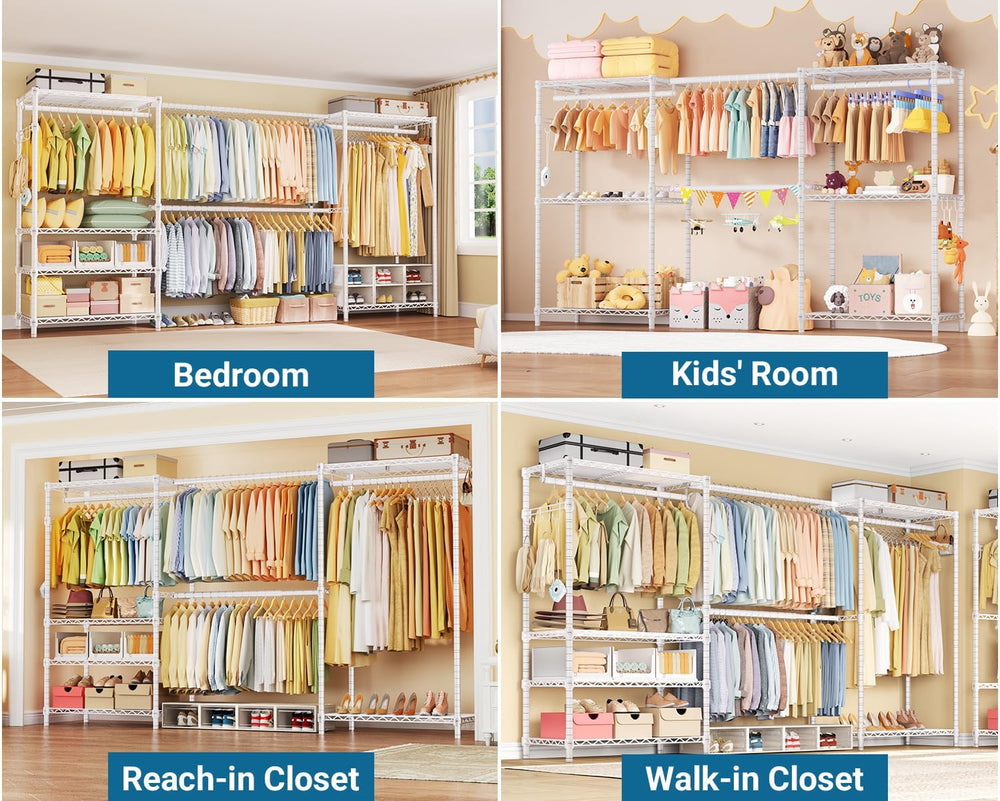 Clothing Rack for Hanging Clothes: Heavy Duty Clothes Rack, 71.5-91" W E...