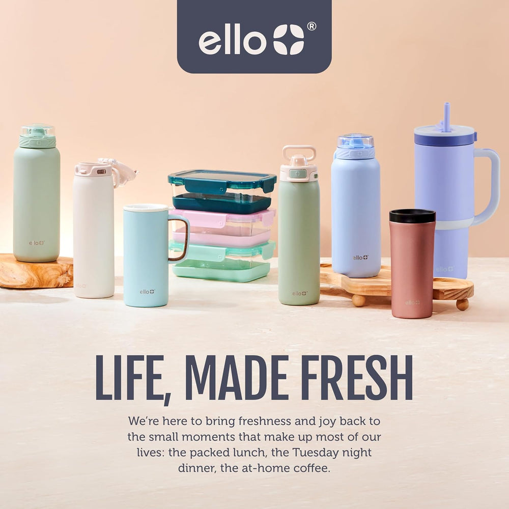 Ello Duraglass Refresh 3.4 Cup Meal Prep Containers, 10 Pc, Halogen Blue