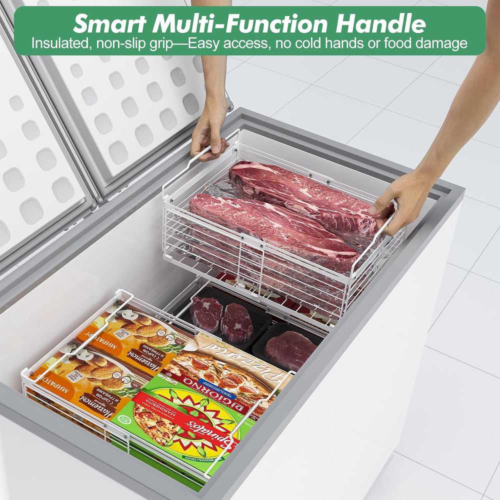 ADRIMER Freezer Organizer Bins, 4 Packs Foldable & Stackable Chest Freeze...