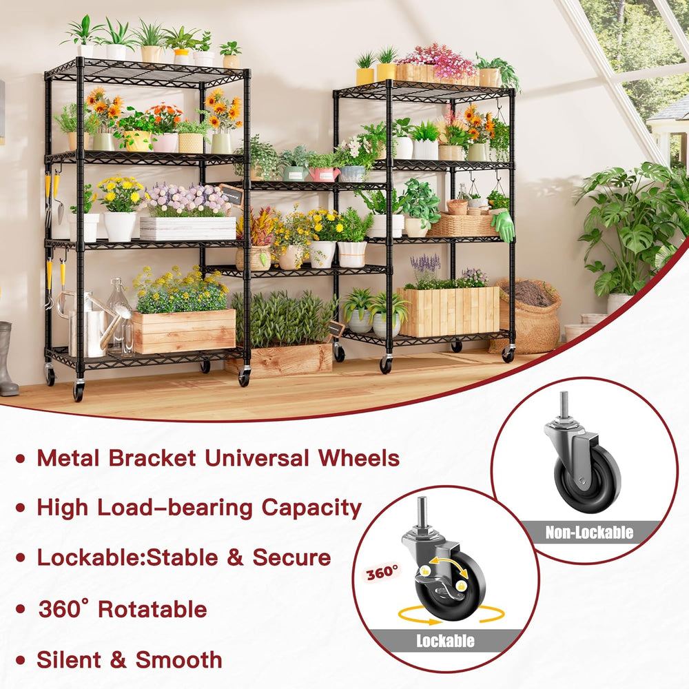 PrimeZone Wire Storage Rack with Wheels, 24"W x 18"D x 75"H Me...