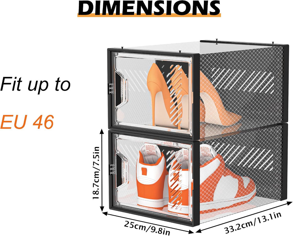 SIMPDIY Shoe Storage Box,12 pcs Shoe Box Clear Plastic Stackable, Shoe Organi...