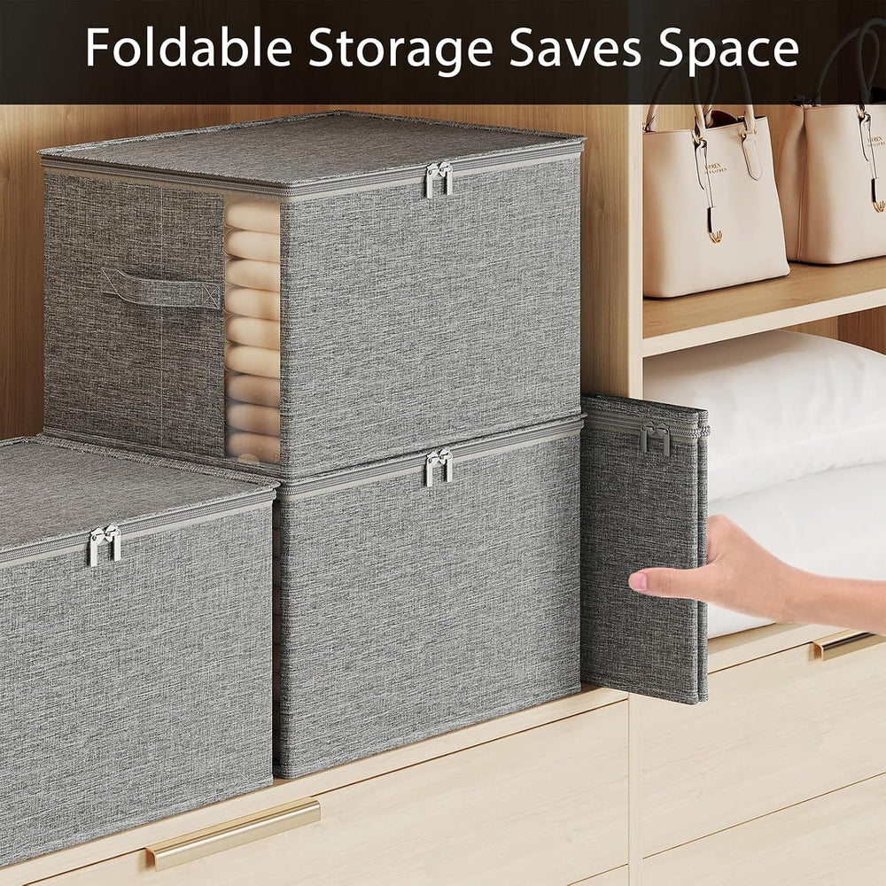 Clothes Storage Bins with Sturdy Frames, Foldable Fabric Clothing Organizer B...