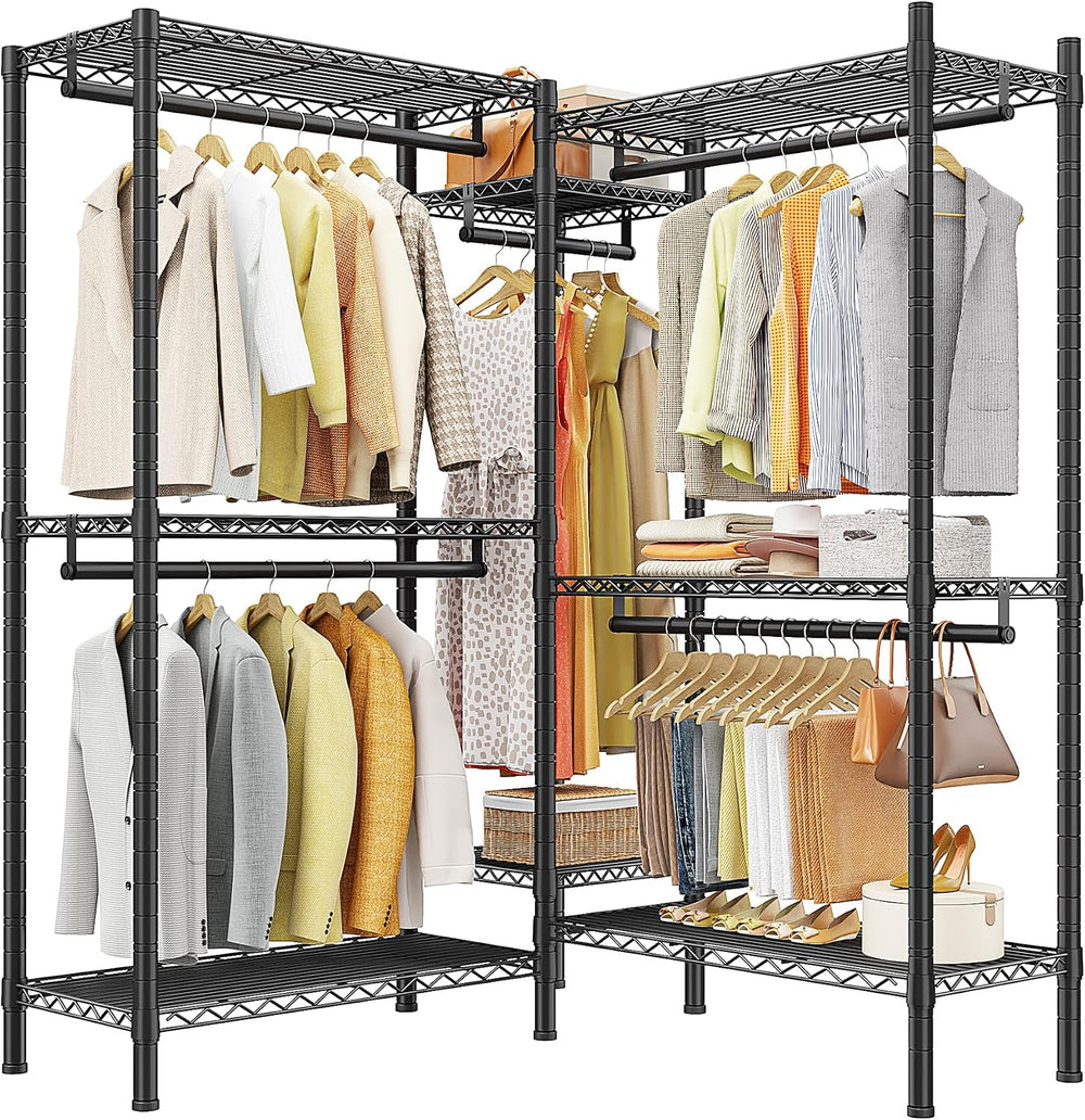 Raybee Clothes Rack, L Shaped Portable Closets for Hanging Clothes, 900LBS
