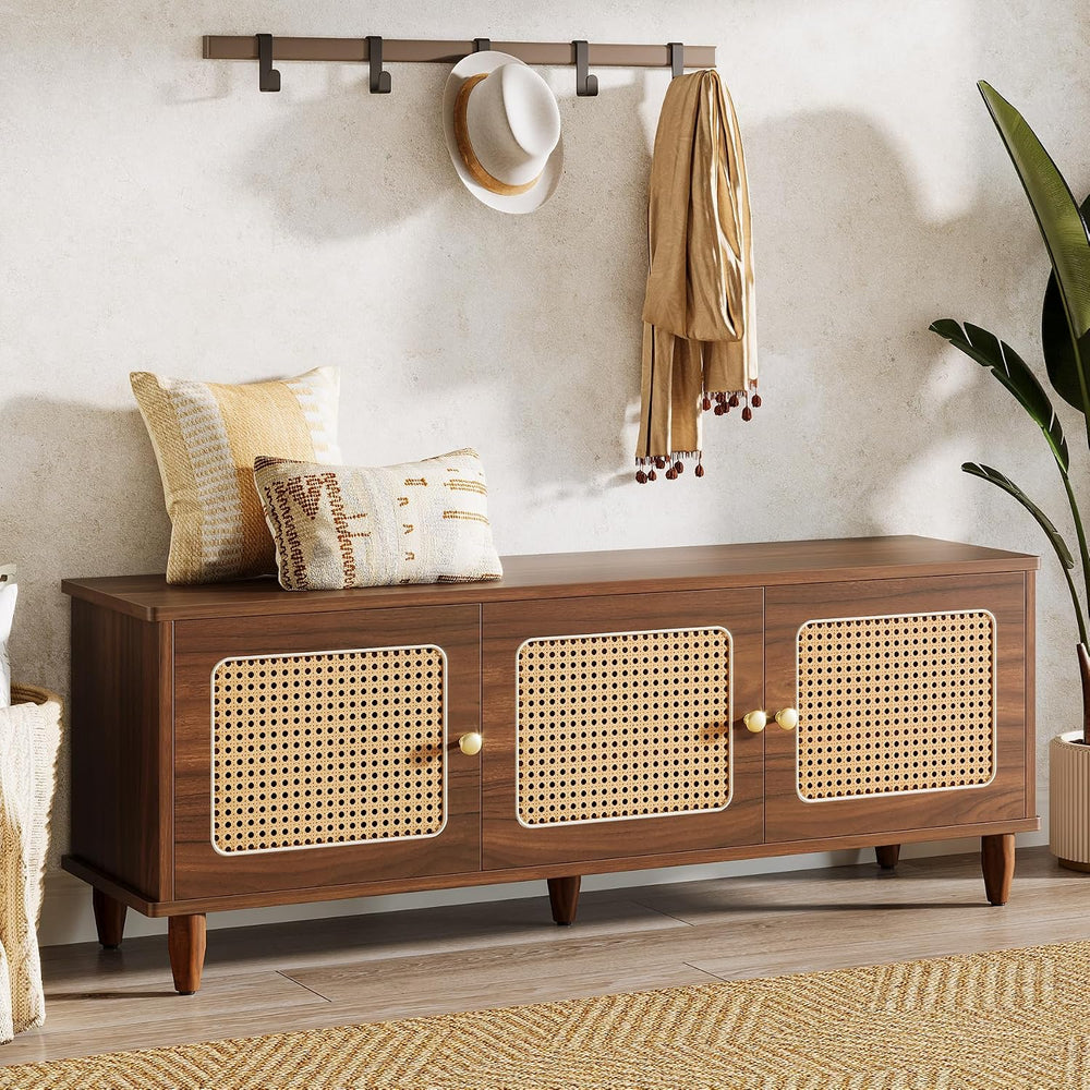 Tribesigns Shoe Bench with Lift Top Storage, 2-Tier Entryway Bench with Ratta...