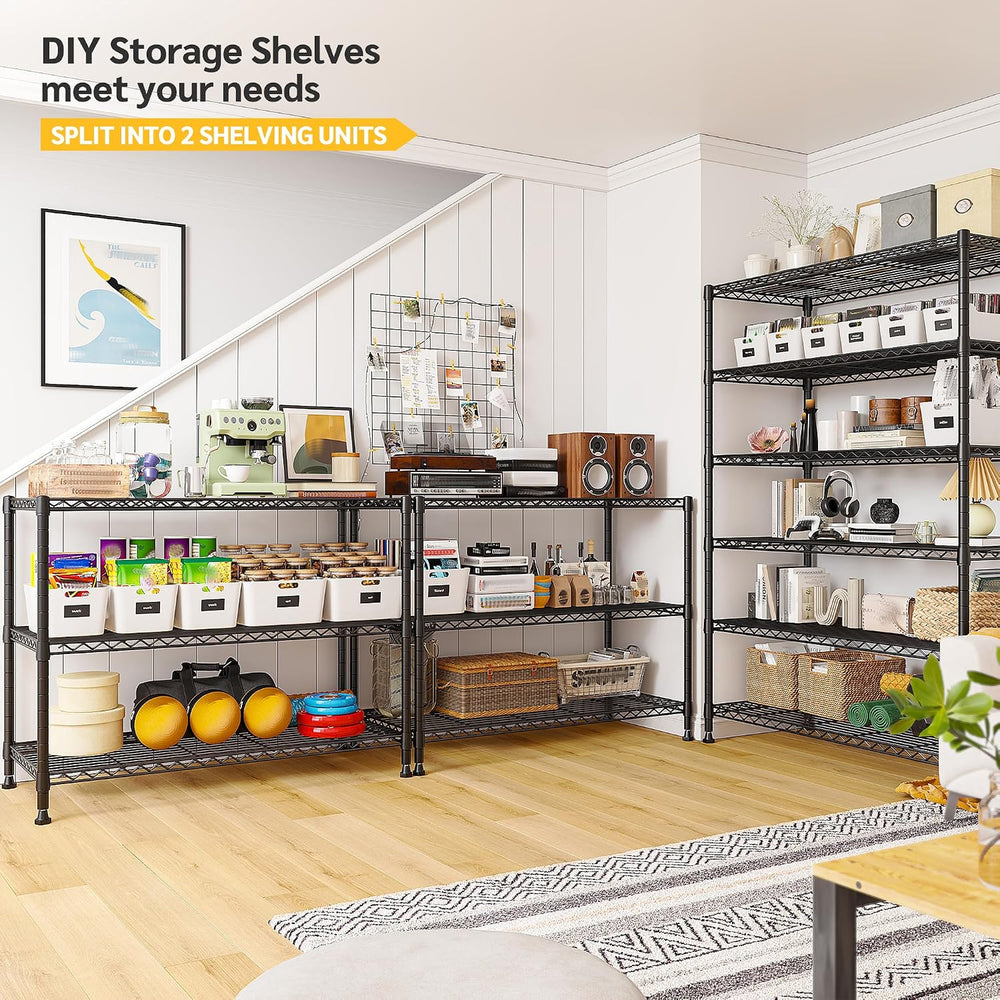 REIBII 6-Tier Storage Shelves, 75''H 1200LBS Garage Shelving for Ware...