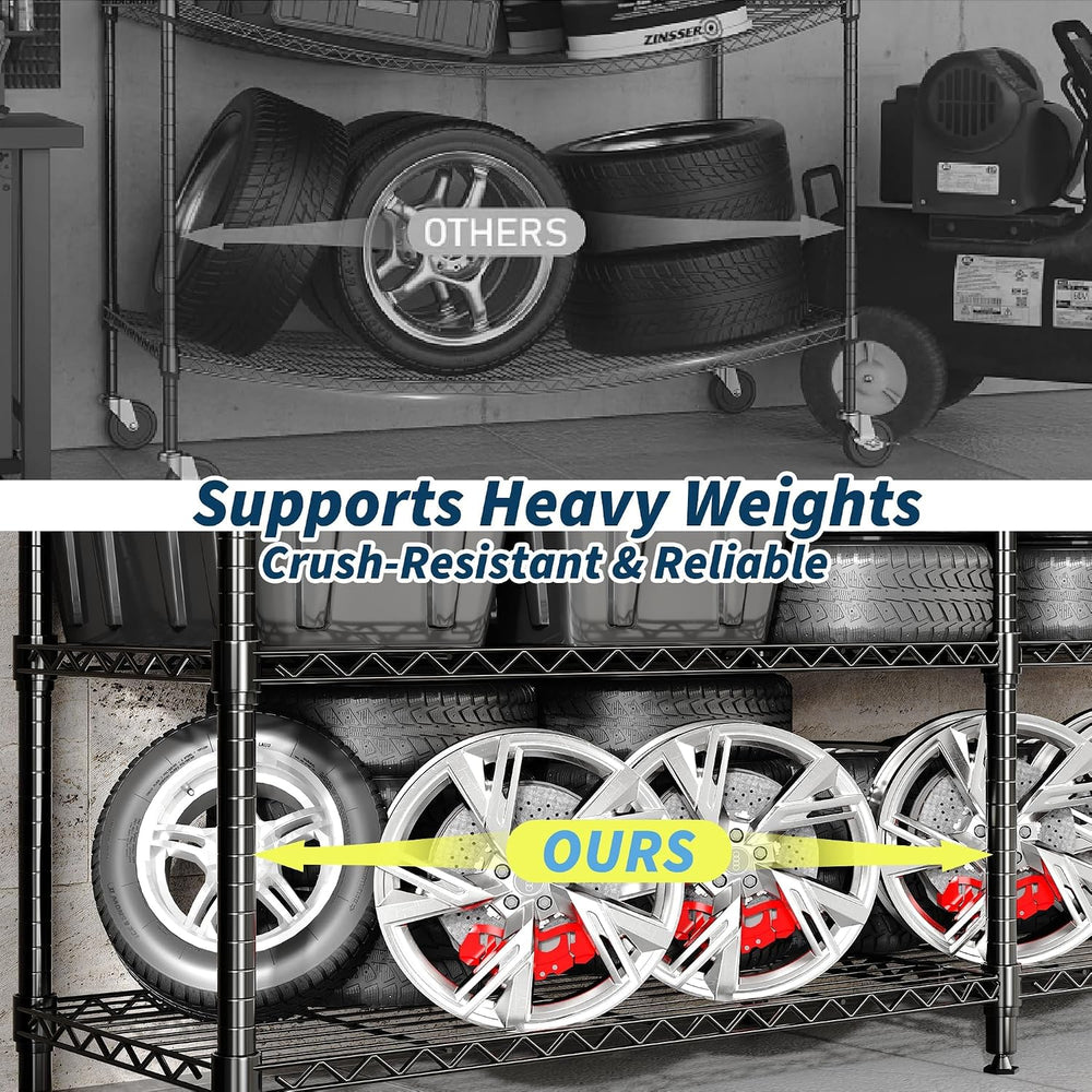 4-Tier Metal Storage Shelves,70.8" W x 15.8" D x 59.5" H, 265 ...