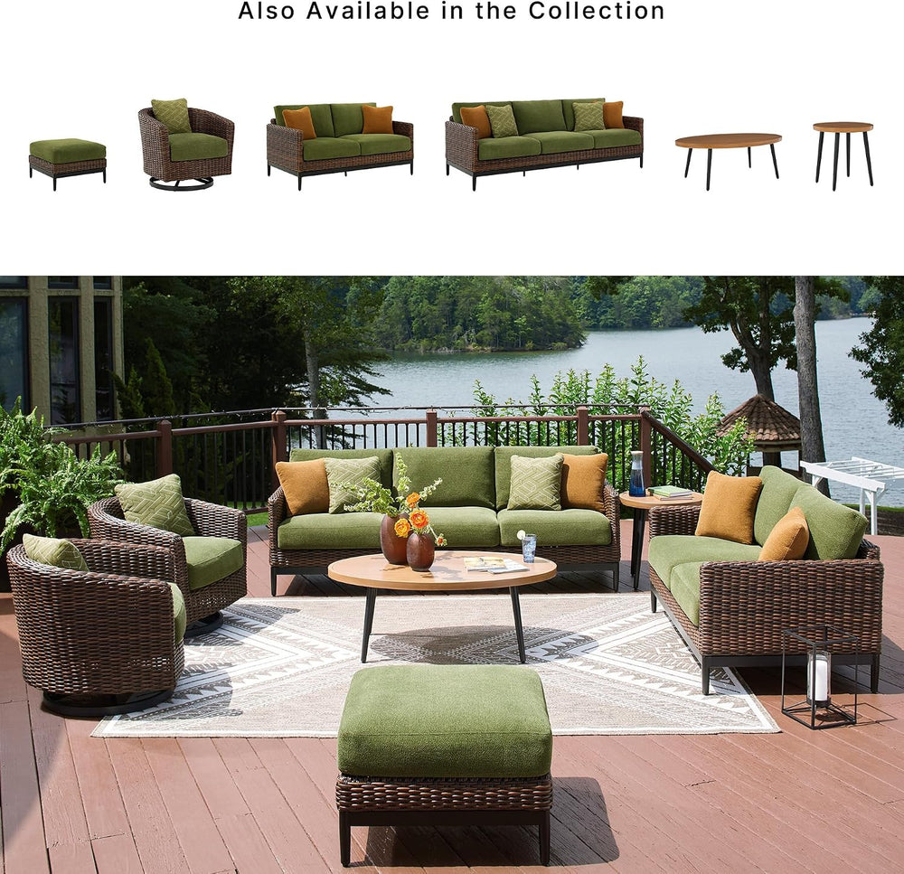 Signature Design by Ashley Outdoor Ottoman with Cushion, 28" Square Green