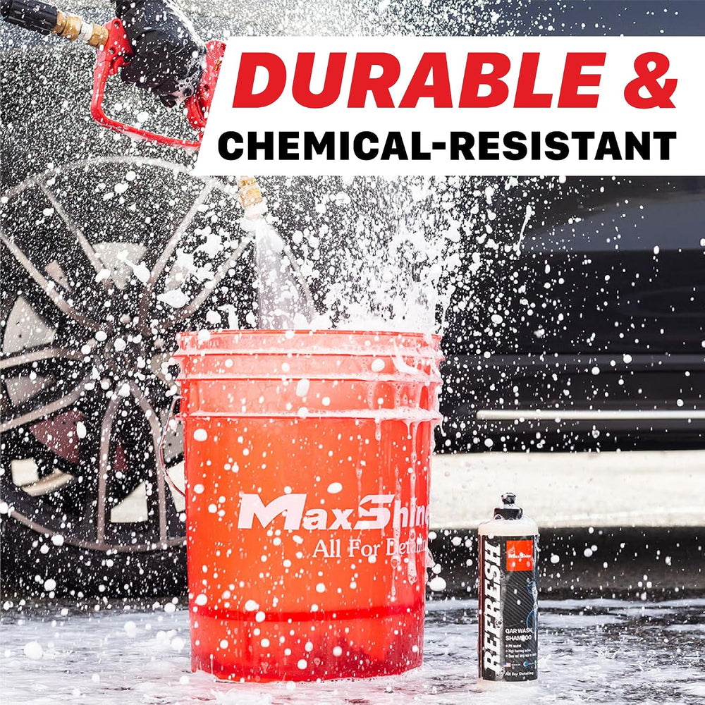 Maxshine 3.5 Gallon Universal Detailing Bucket – Car Wash Bucket for Scratch-...