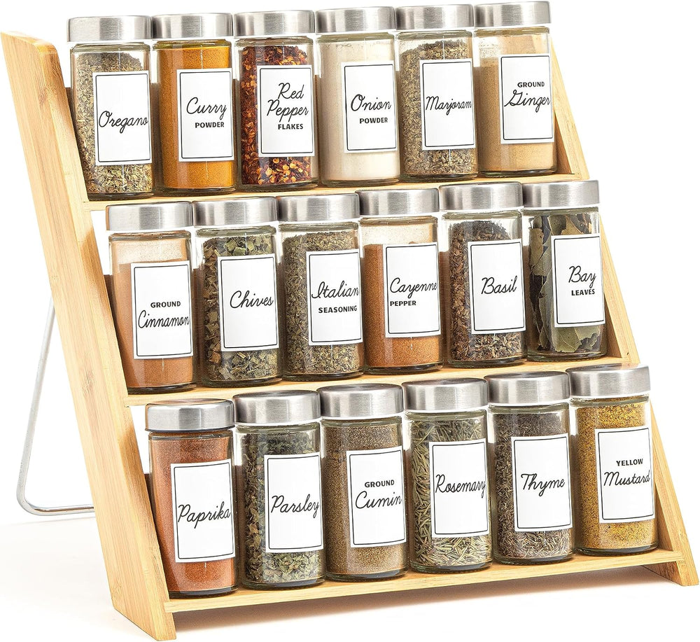 Orii 18 Jar Bamboo Compact Spice Rack with Spices Included & 5-Year Free ...