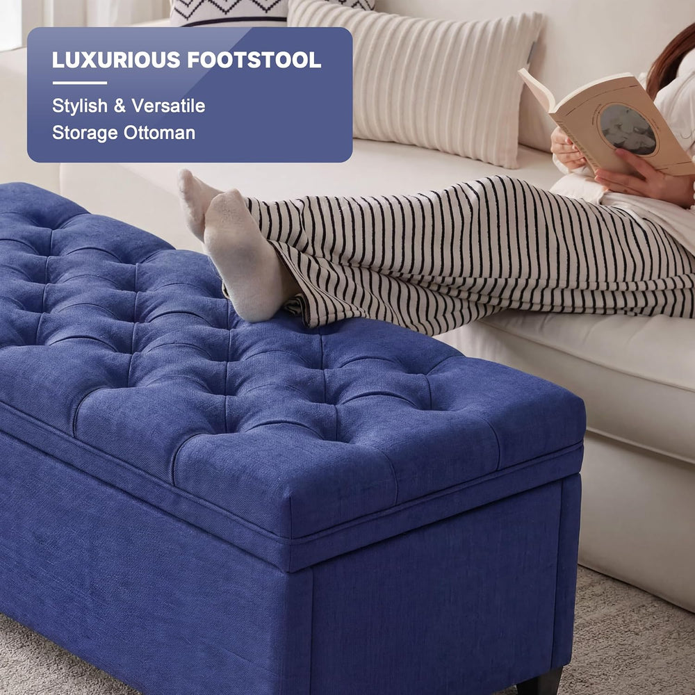 Mangodan 50 Inch Large Storage Ottoman, Tufted Ottoman with Storage