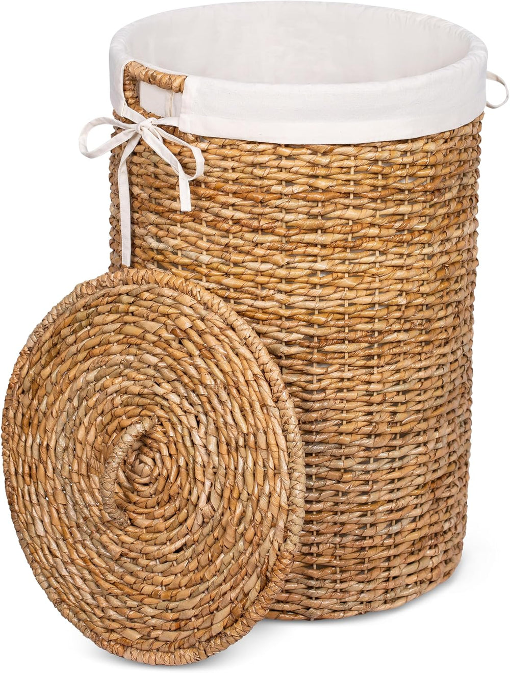 BIRDROCK HOME Seagrass Laundry Hamper with Lid & Liner - Handwoven Round ...
