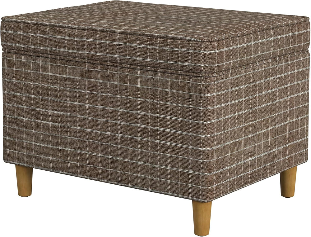 Spatial Order 24" Dinah Collection Storage Ottoman - Brown Windowpane Fa...