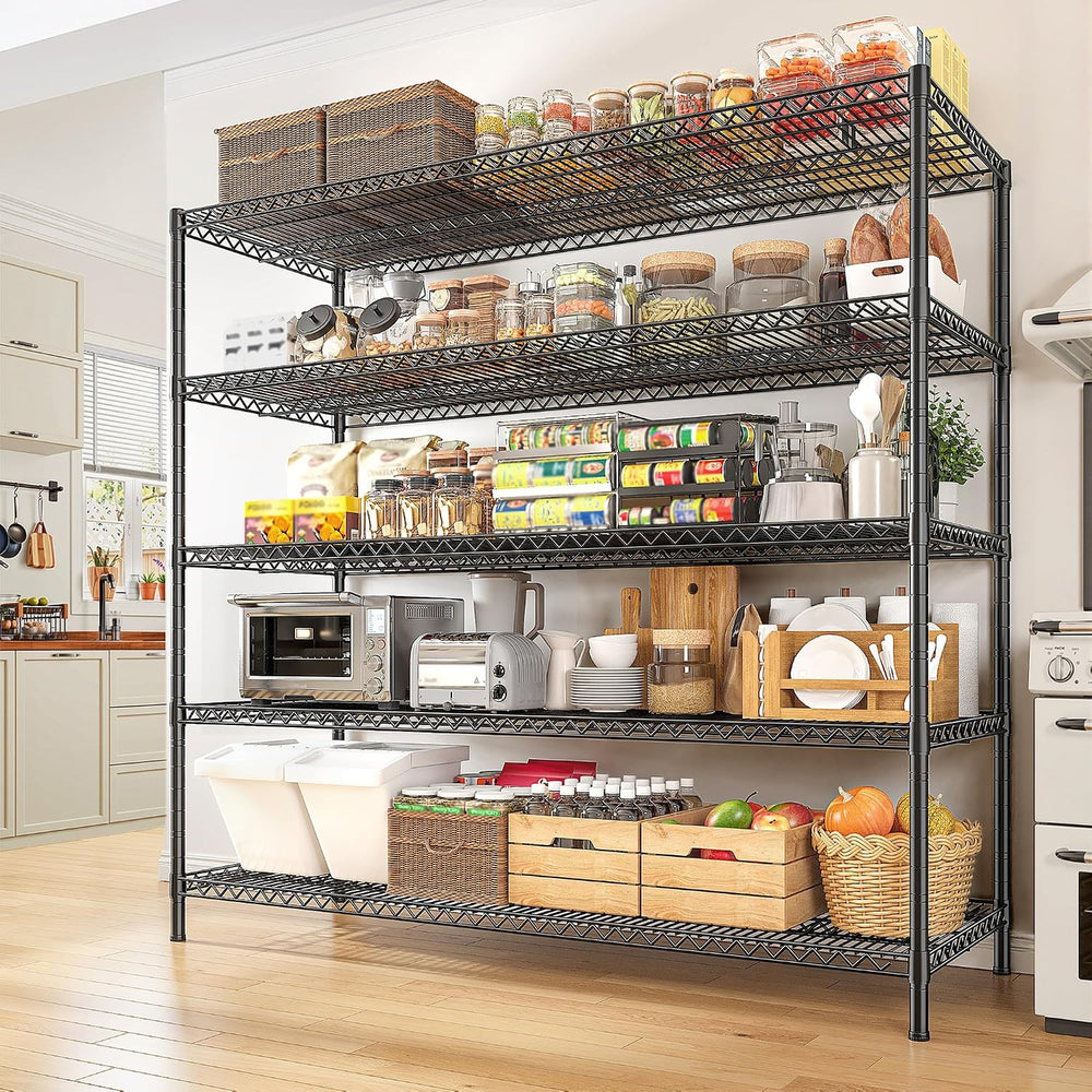 REIBII 55.5" W Storage Shelves 3200LBS Wire Shelving Unit 5 Tier Metal S...