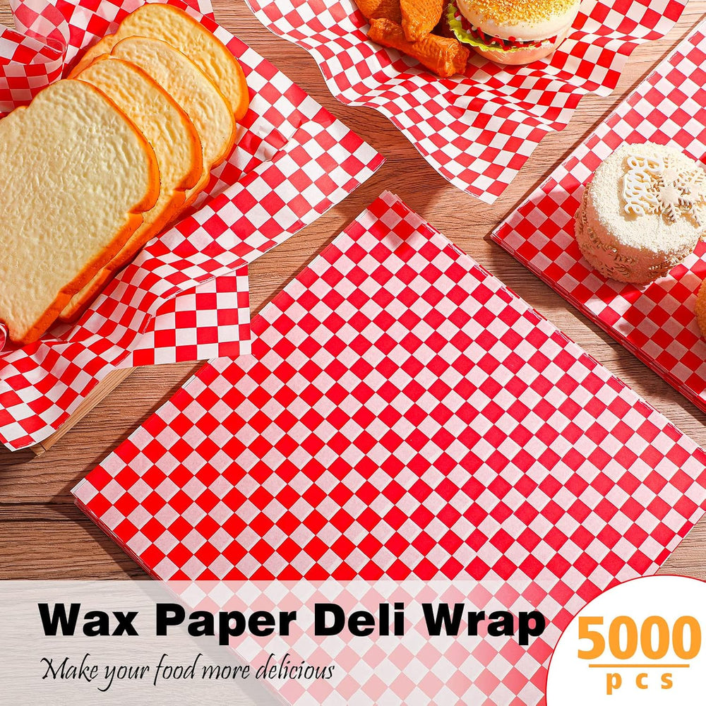 Sieral 5000 Sheets Checkered Deli Paper Sheets 12 x 12 Inch, Food Basket Line...