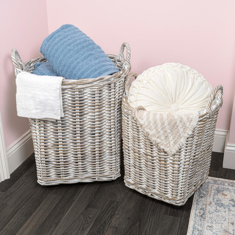 happimess Arbour Nesting Storage Baskets, White Wash/Kubu Gray, Set of 2