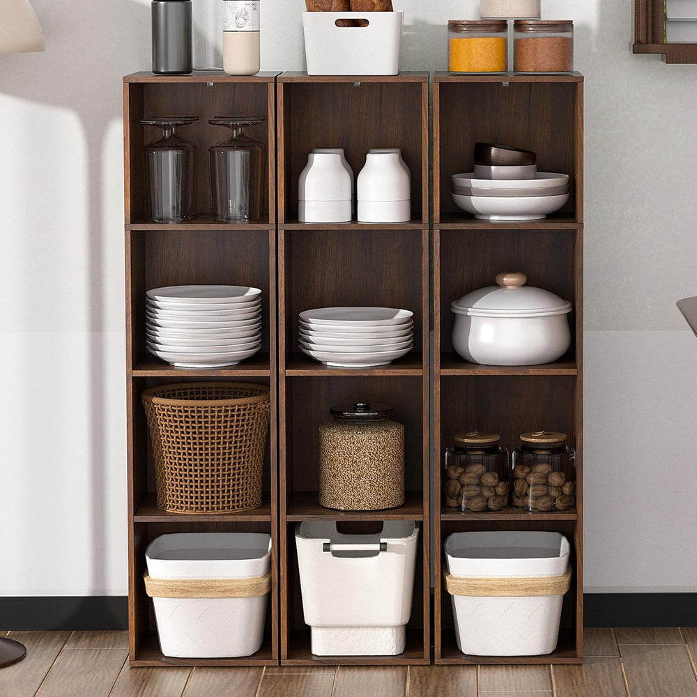 4Cube Storage Organizer, 4 Tier Cube Low Bookcase Freestanding Storage Displa...