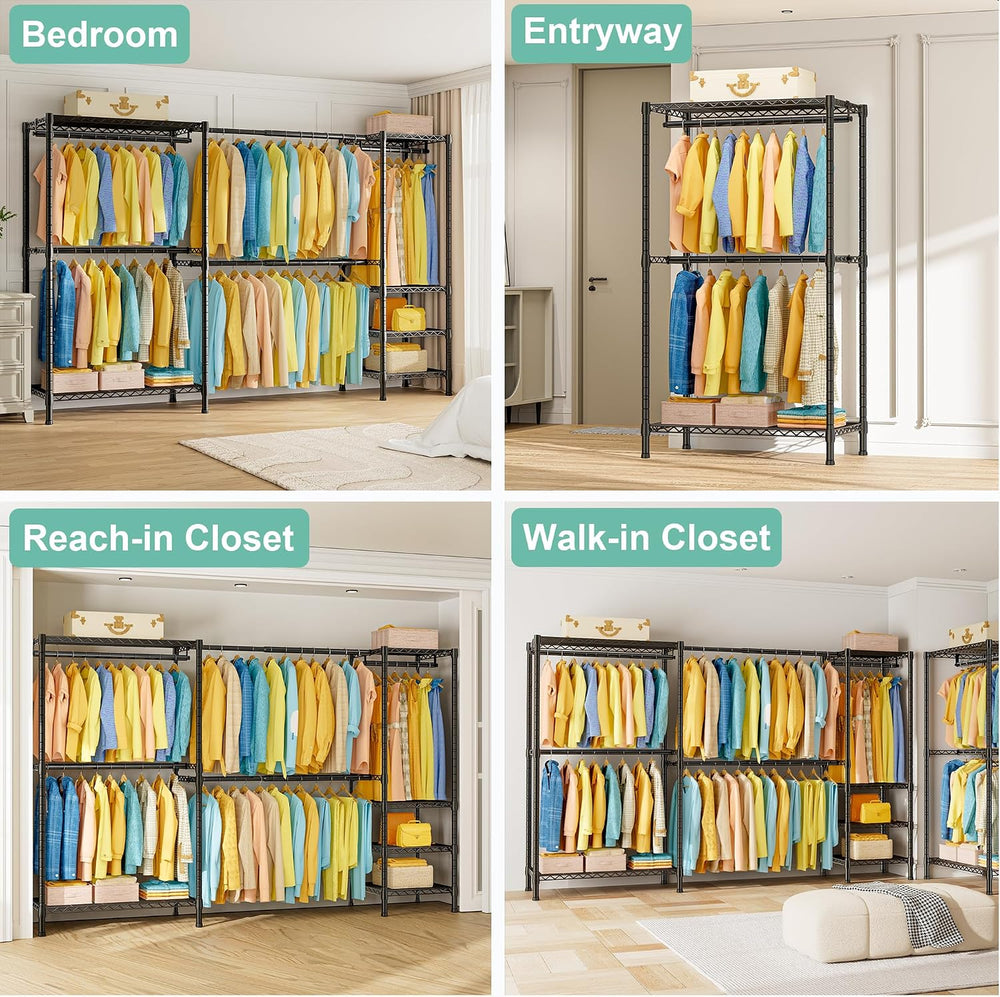 SEMHOR E01 Expandable Heavy Duty Clothes Rack, Free Standing Closet System
