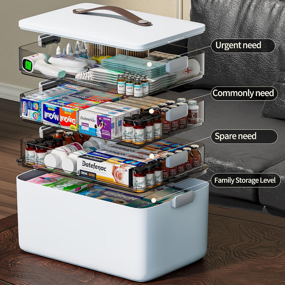 CTIME 4-Tier Medicine Organizer - Portable Medicine Cabinet with Handle