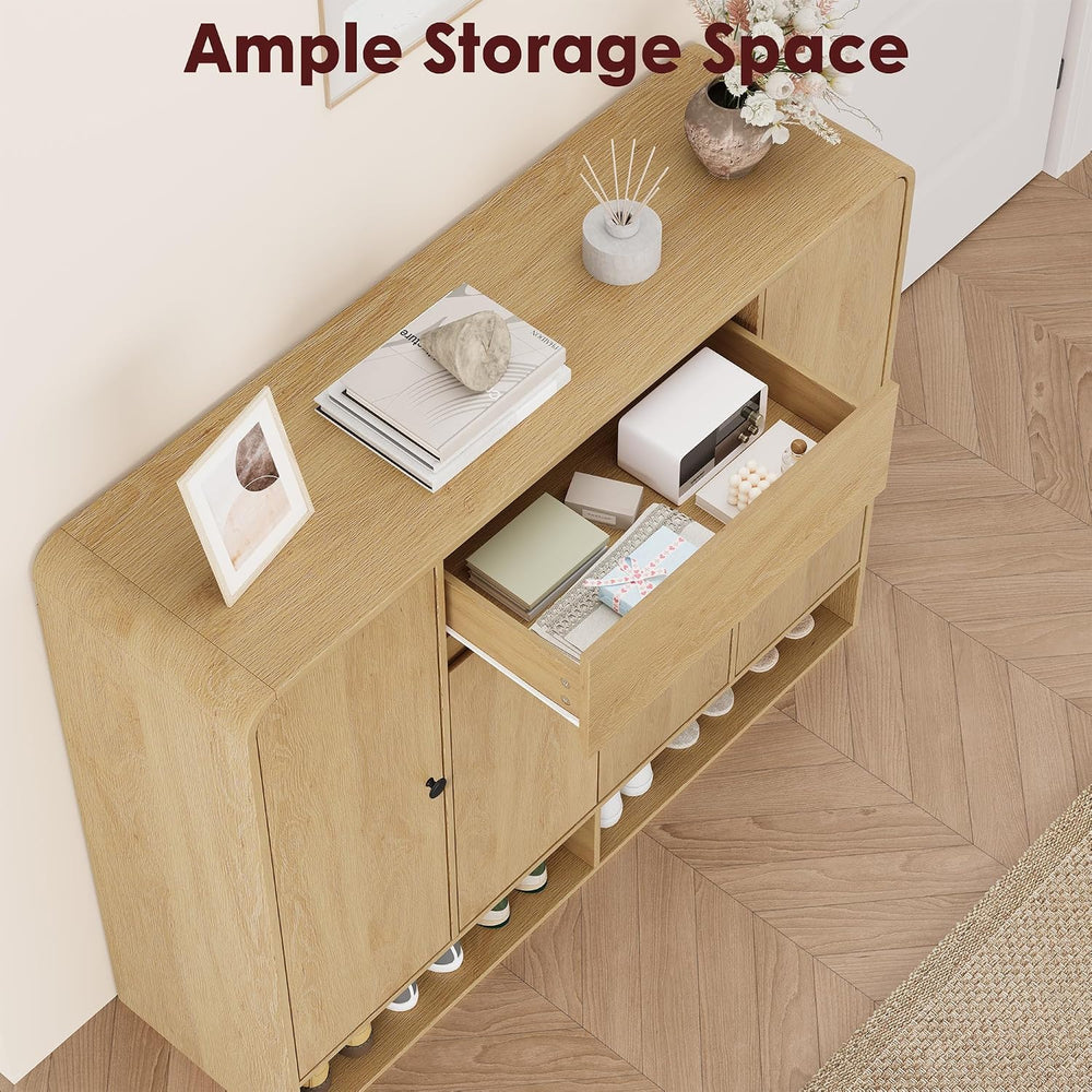 Garvee Shoe Cabinet with 4 Doors and 1 Drawer, Freestanding Wood Shoe Storage...