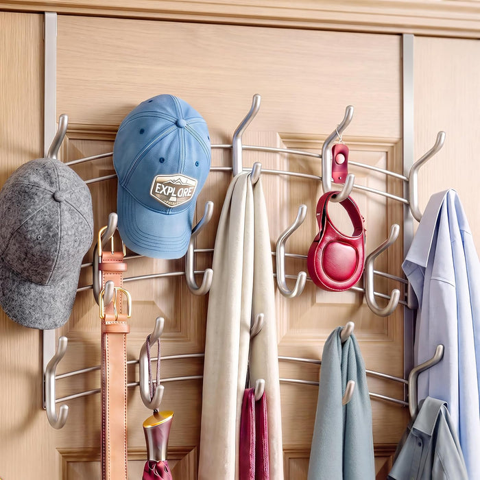 LYNK PROFESSIONAL® HOME™ Over the Door Hooks - 28 Hook – Over the Door Coat Rack - Over the Door Hanger - Hanging Towels or Clothes - Bathroom, Bedroom, Laundry Room - Lifetime Ltd. Warranty, Platinum