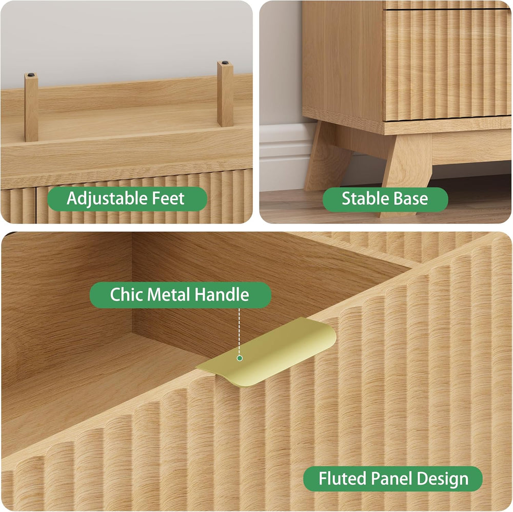 Fluted Dresser for Bedroom with 9 Drawers, 57" Wide Modern Chest of Draw...