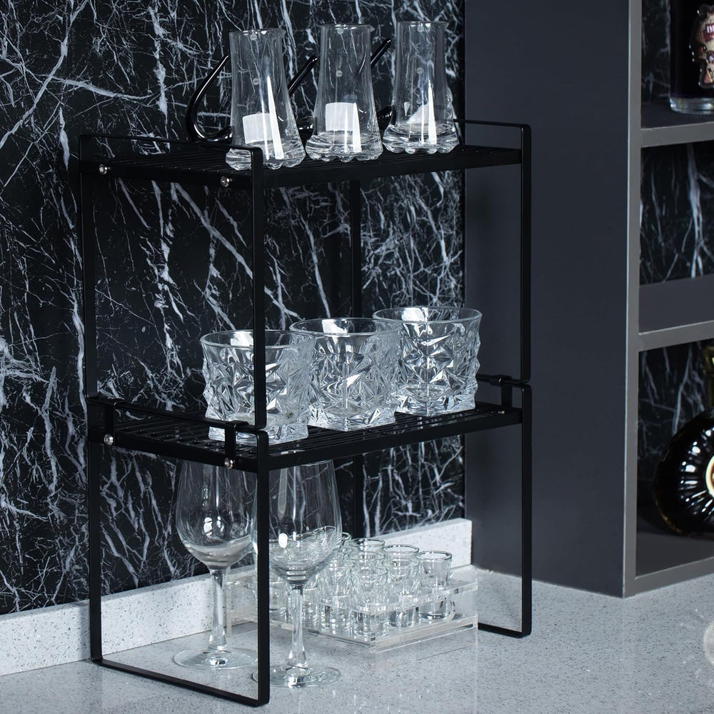 Shantton Cabinet Shelf Organizer, Pantry Shelf Rack, Black 13.1x10.6x9.5