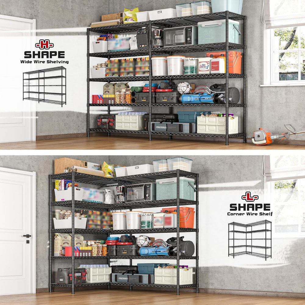REIBII 72.8" W Storage Shelves Load 1600LBS, 5 Tier Metal Shelving Unit