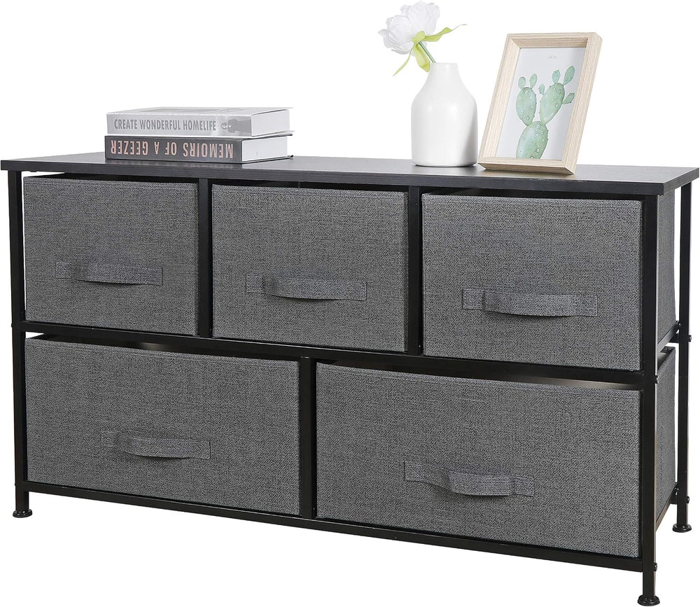 Fabric Dresser 5-Drawer Storage Organizer Unit, Apartment Cloth Dresser with ...