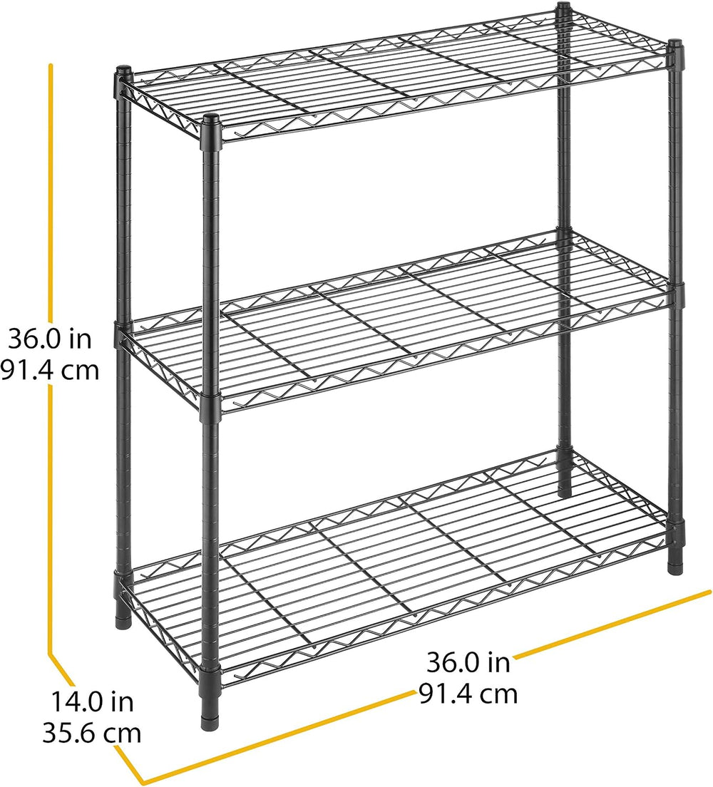 Whitmor 3 Tier Shelving Unit, Metal Shelving, Adjustable Wire Shelving