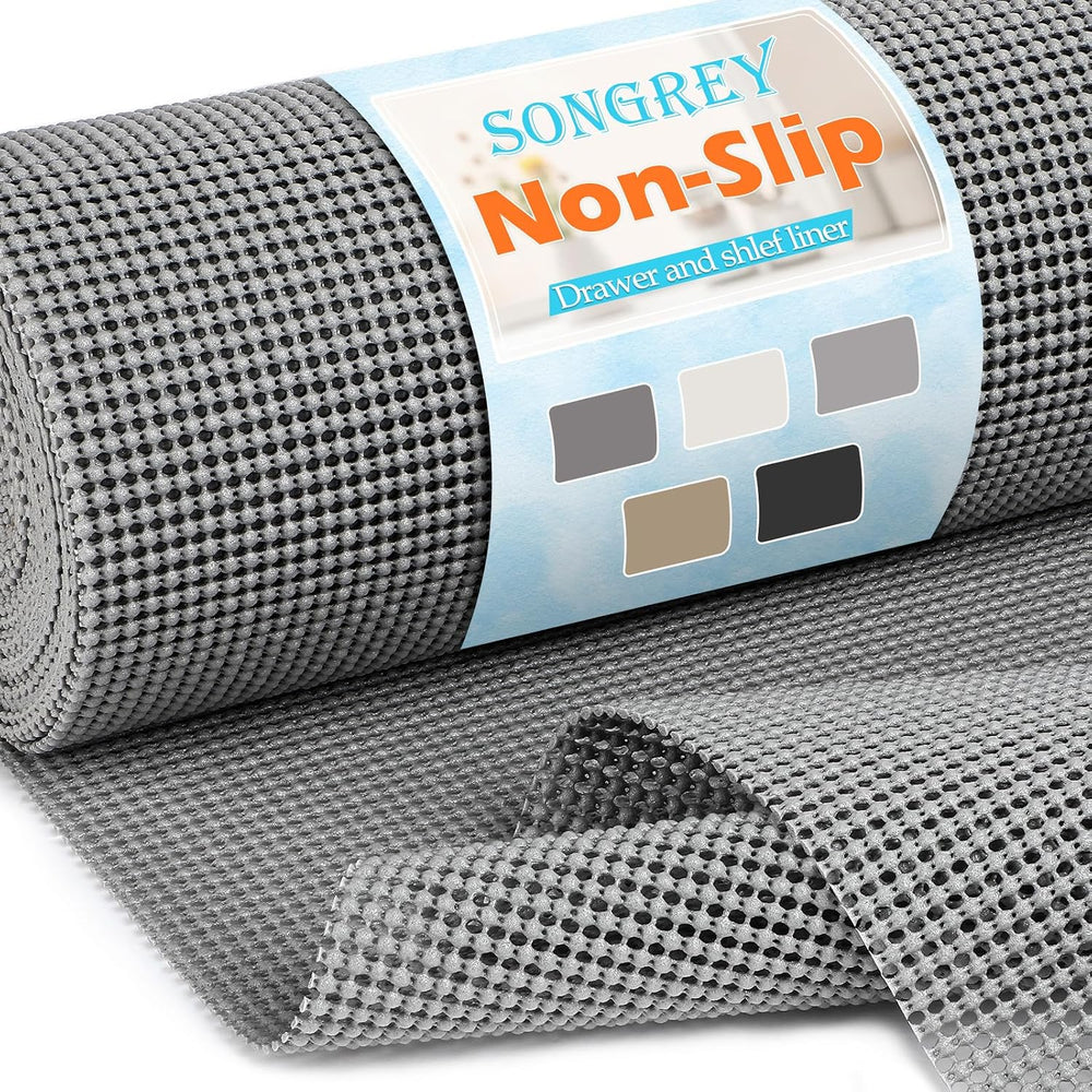 Songrey Non-Slip Shelf Cabinet and Drawer Liner, 17.5IN x 30FT, Dark Gray
