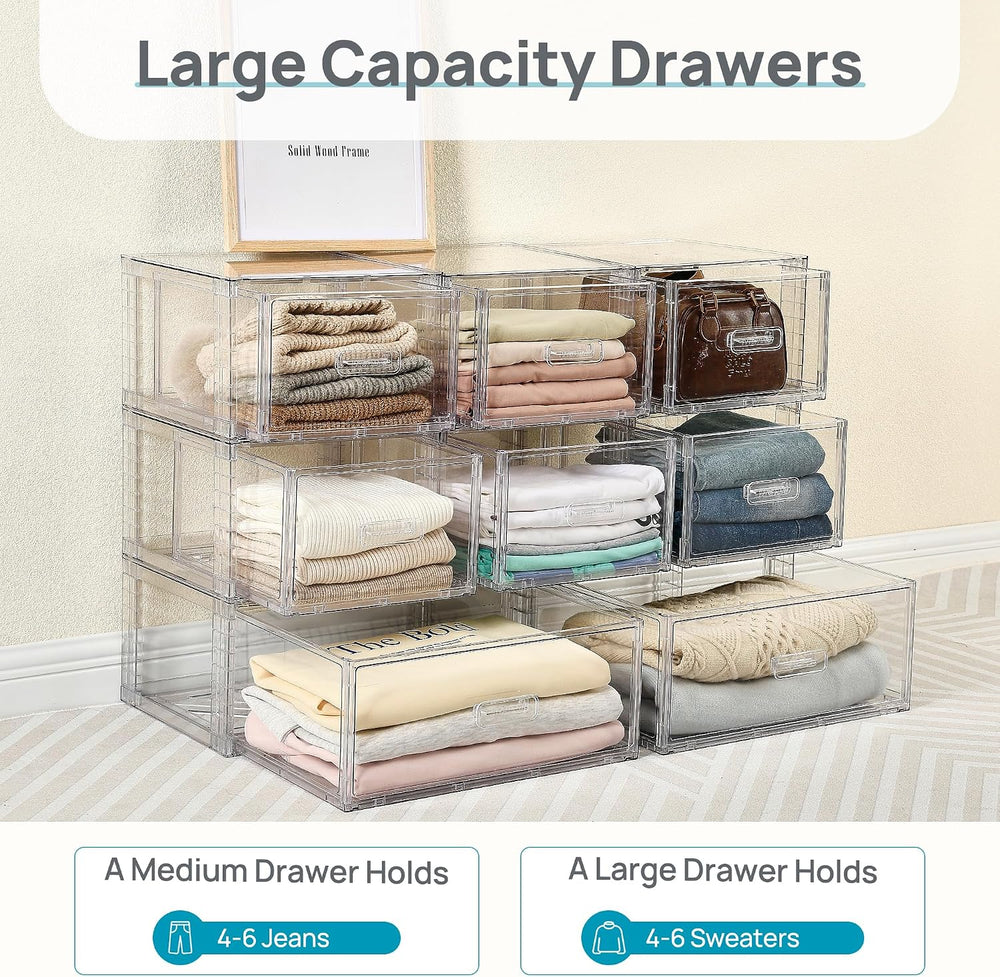 Vtopmart 5 Pack Large & Medium Storage Stackable Drawers Set