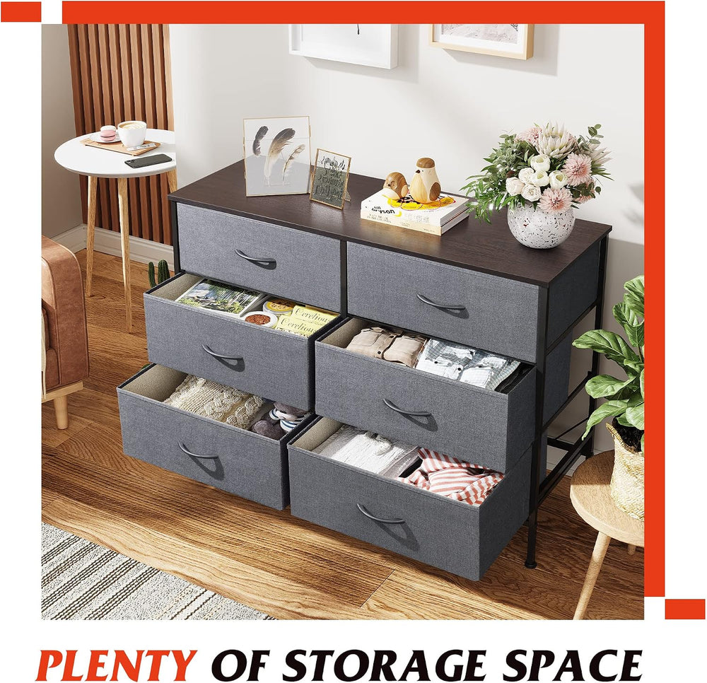WLIVE Dresser for Bedroom with 6 Fabric Drawers, Dark Grey