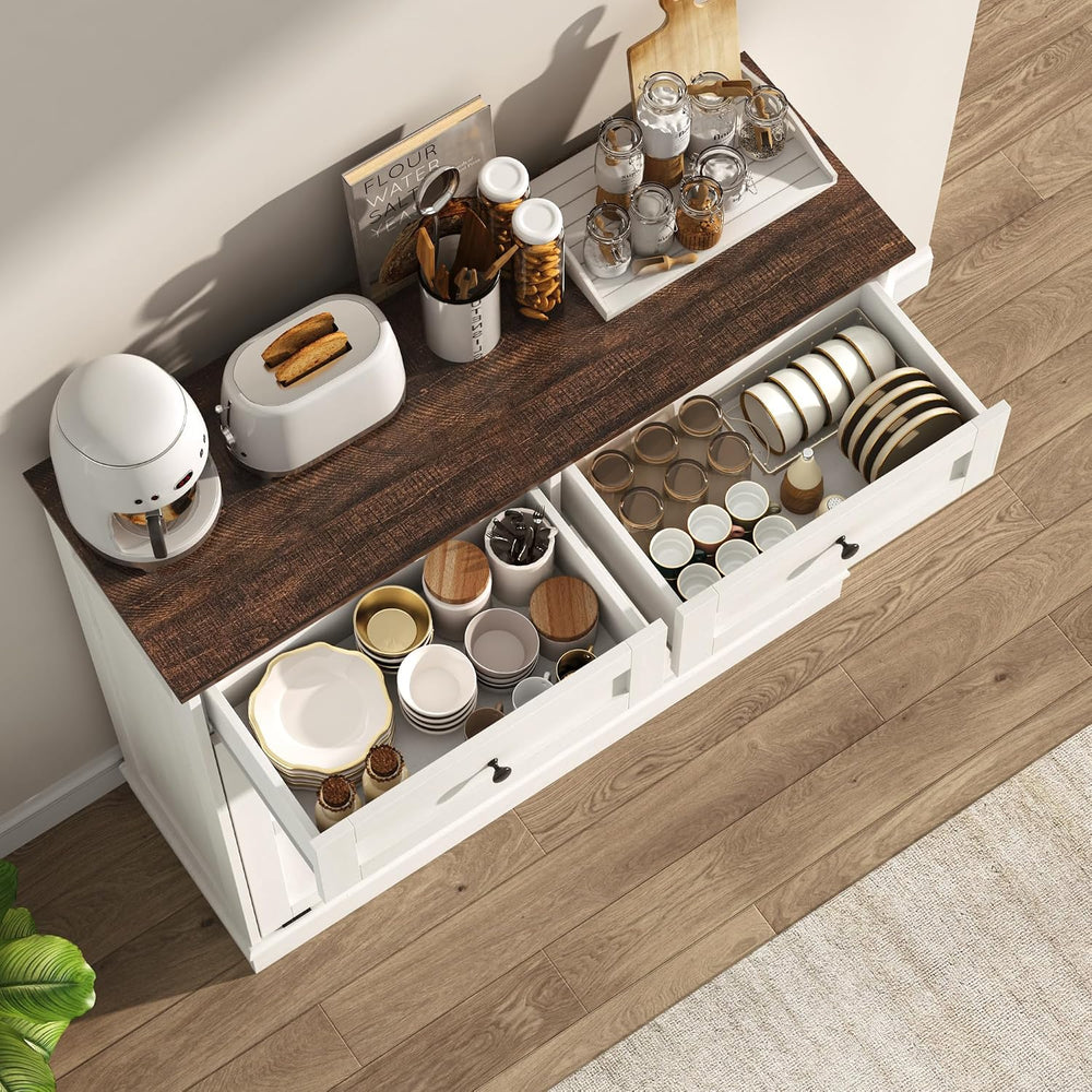 13 Gallon Double Tilt-Out Trash Can Cabinet, Farmhouse Hidden Garbage Wooden ...