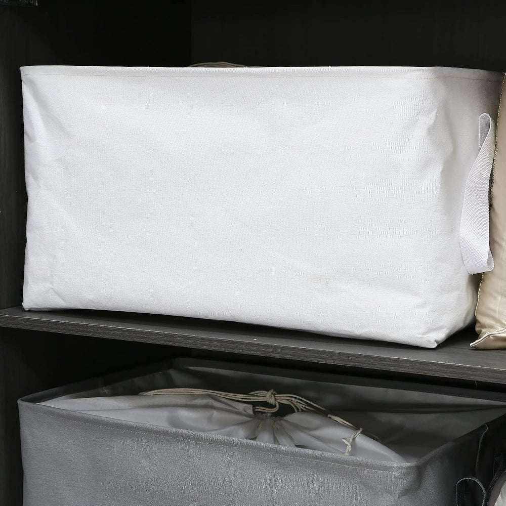 Hinwo 102L XXL Canvas Storage Bin with Lid and Handles, 4-Pack