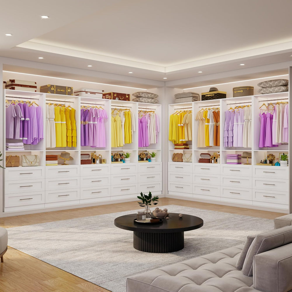 Westcity Closet System Set of 4, Closet System with 12 Drawers, 8 Rods & ...